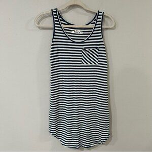 Kavu Striped White Navy Blue Sleeveless Shirt Tank Mini Dress Women’s Size XS